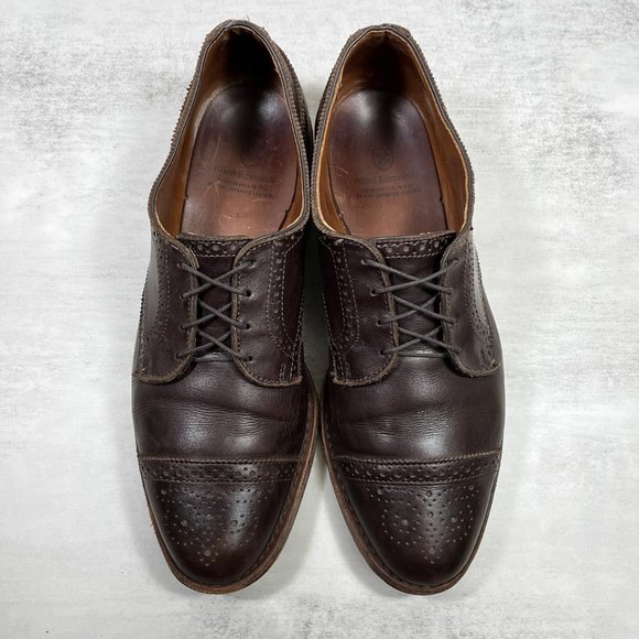 Allen Edmonds Brogue Medallion Cap Toe Derby Shoes - Men\'s Size 10 D - Brown